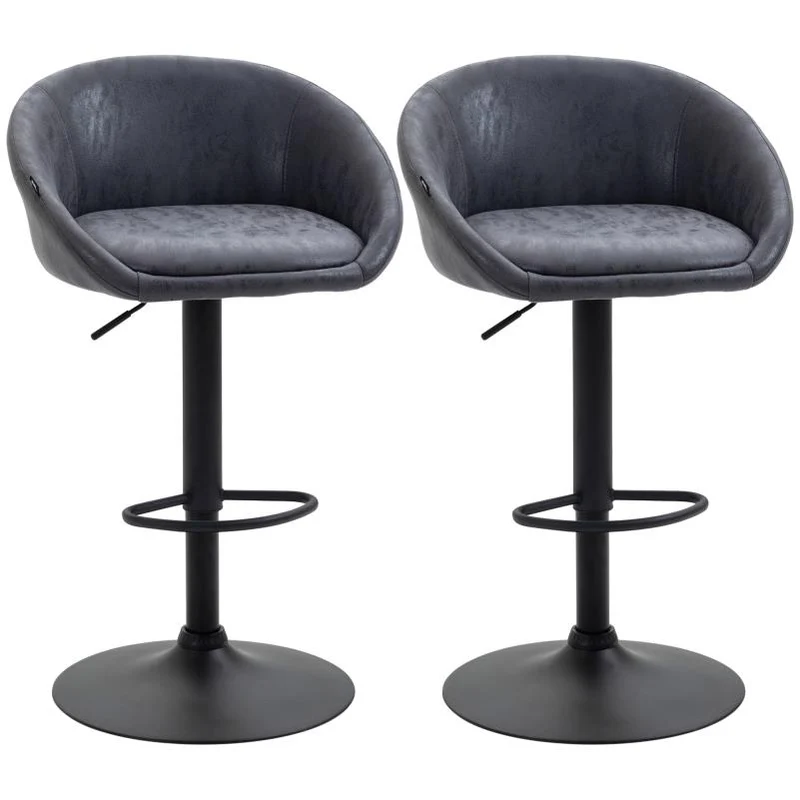 Barstoel – Barkruk – Barstoelen – Keukenstoel – Counterstoel – Verstelbare Hoogte 57-104 cm – Kunstleer Met Armleuning En Rugsteun
