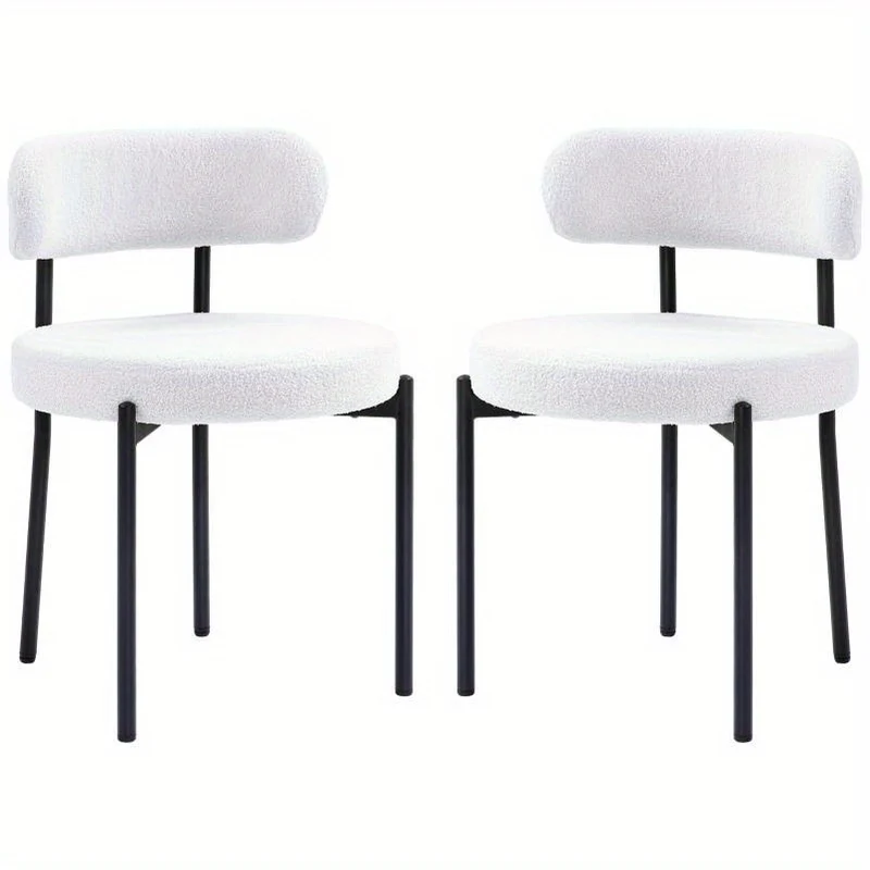 Eetkamerstoelen – Stoelen – Dining Chairs – Zithoekstoelen – Bistro Stoelen – Set van 2 – Zachte Fleece Bekleding – Stevige Metalen Poot