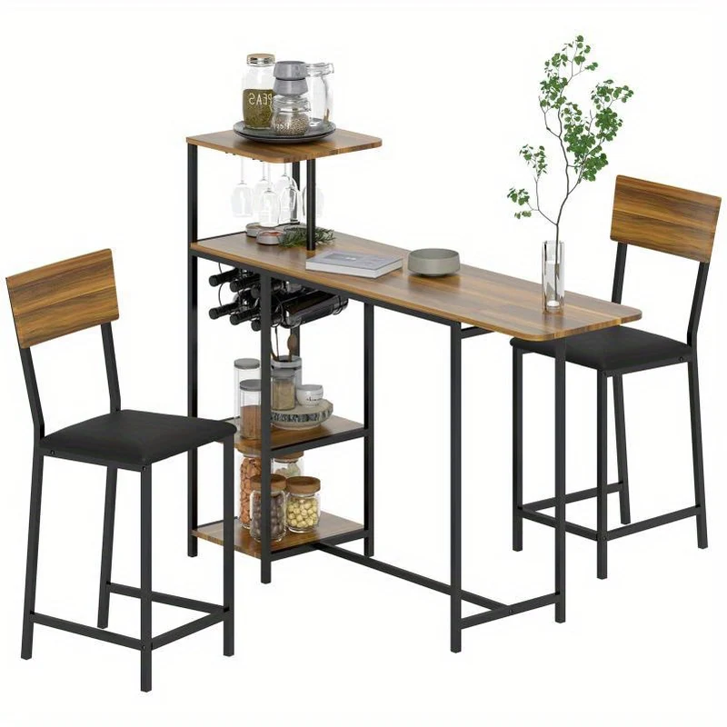 Barset – Barmeubel – Keukentafel – Krukken – Bistroset – Opvouwbare Tafel – Inklapbare Krukken – Stalen Frame – Compact Ruimtebesparend Design