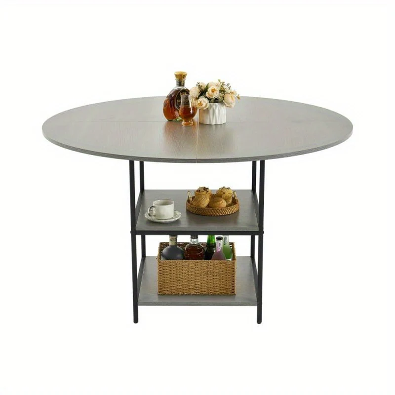 Ronde Eettafel – Houten Tafel – Compacte Eettafel – Keukentafel – Ronde Tafel – Diameter 119 cm – MDF Met Houten Look