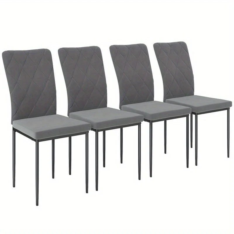 Eetstoel – Eetkamerstoel – Kuipstoel – Stoel – Stoeltjes – Set Van 4 – Velvet Stof – Met Armleuningen – Metalen Poten – Donkergrijs – Comfortabele Rugleuning