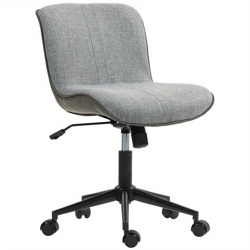 Bureaustoel – Draaistoel – Office Chair – Bureaustoelen – Werkstoel – Verstelbare Zithoogte – Vijfpotig Onderstel Met Antislip Voeten – Gewatteerde Zitting – Armlos Ontwerp – Ergonomisch – Modern Minimalistisch – Donkergrijs
