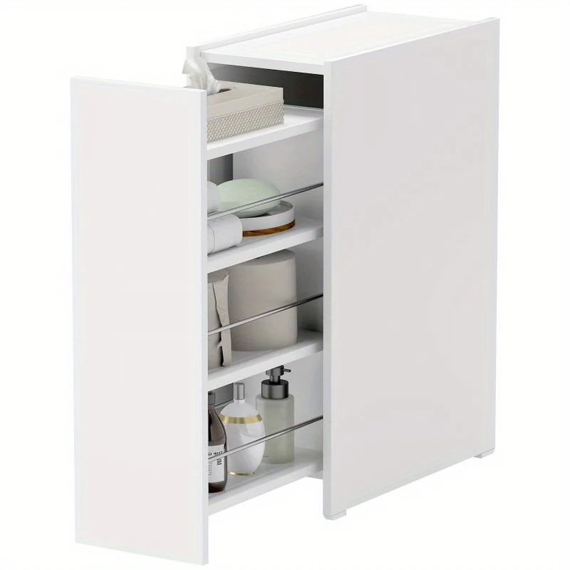 Compact badkamerkastje – badkamermeubel – badkamerkast – opbergkastje – kast met lades – ruimtebesparend – duurzaam hardhout – wit – 47x25x66,5 cm