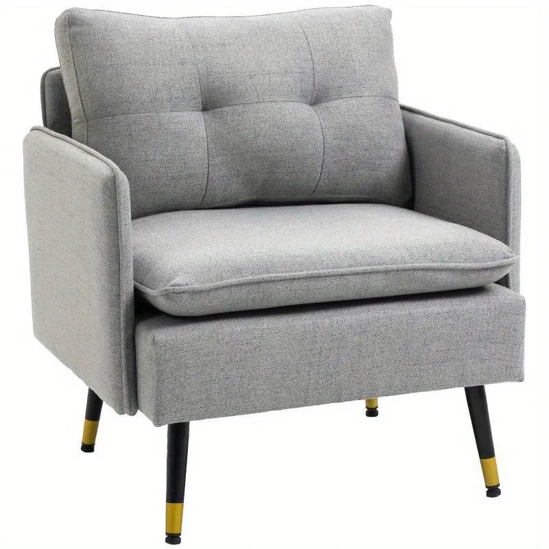 Fauteuil – Lounge Stoel – Accentstoel – Relaxfauteuil – Zetel – Verstelbare Rugleuning – Stalen Poten tot 120 kg – Pluche Gevuld Zitting en Rugleuning
