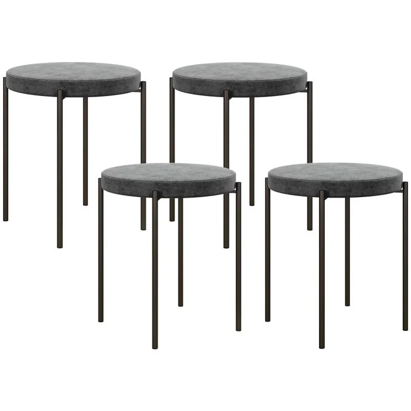 Eetkamerstoel – Stoel – Kuipstoel – Dinerstoel – Keukenstoel – Set Van 4 – Grijs Velours – Stapelbaar – Comfortabele Gevoerde Zitting – Donkerbruine Poten