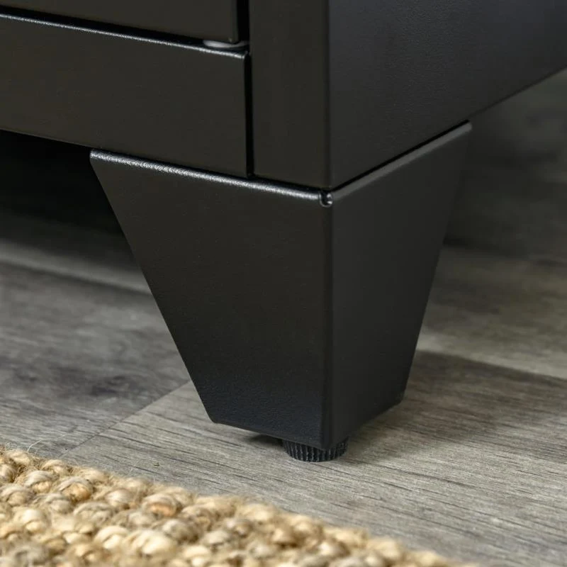 Nachtkastje – Nachtkast – Bijzettafel – Ladekastje – Opbergkastje – Natuurlijk Hout & Zwart Metaal – Verstelbare Plank – Compact 50x40x47,5 cm