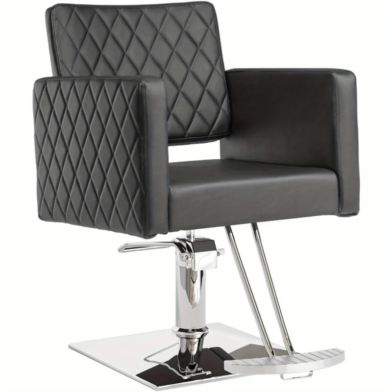 Kappersstoel – Barbersstoel – Salonstoel – Stoel Voor Kappers – Hairstylersstoel Zwart – Verstelbare Hoogte 90-105 cm – 360° Draaibaar Met Aluminium Voetsteun