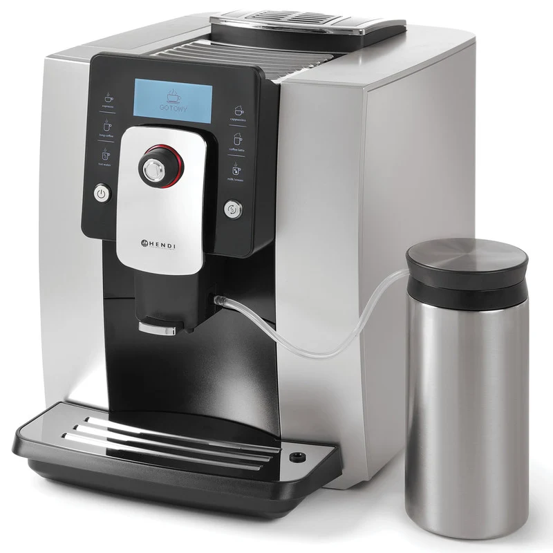 One Touch Automatic Coffee Maker with 600ml Milk Container, Silver, Hendi 208984