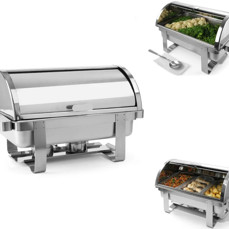 Warmhoudset Horeca – Voedselverwarmer – Buffetverwarmer – Cateringset – GN 1/1 Warmhouder – Zonder Elektriciteit – RVS Rolltop Deksel