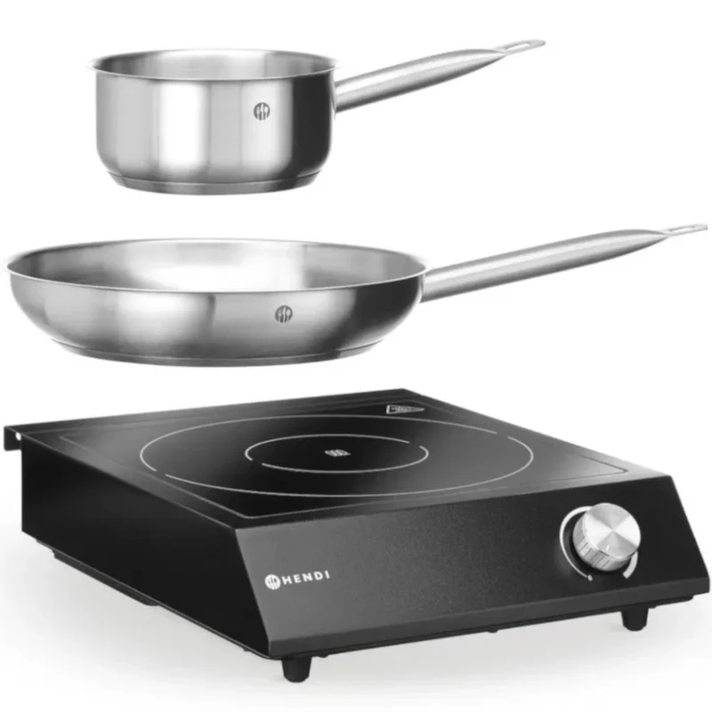 Inductiekookplaat – Inductiekookstel – Draagbare Kookplaat – Elektrische Kookplaat – Camping Kookplaat – 3500W Vermogen – Roestvrijstalen Pannen Set