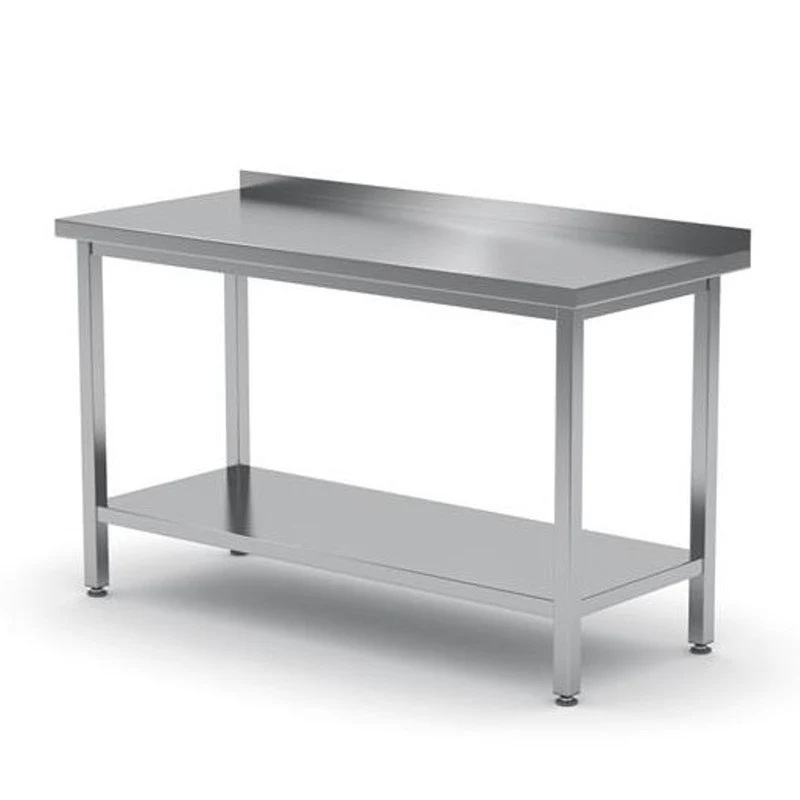 Wandtafel Keukentafel Werktafel Werkbank Inklapbare Tafel – Roestvrij Staal AISI 430 – 140x60 cm – Opstaande Rand en Onderplank