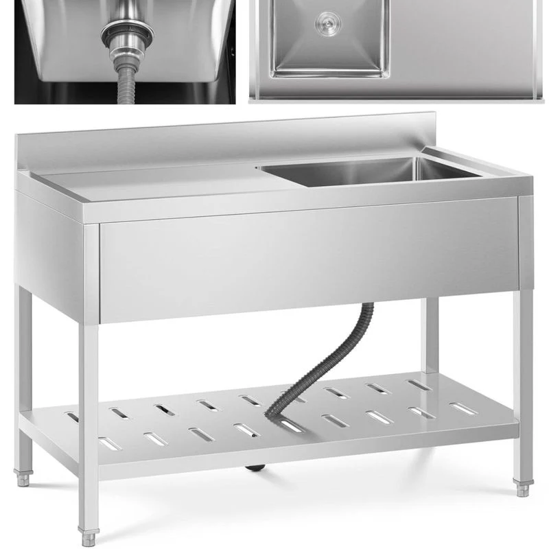 Spoelbak – Gootsteen – Keukenspoelbak – Wasbak – Spoeltafel – RVS 304 – Grote Spoelbak 49x42x24,5 cm – Verstelbare Poot 10 mm