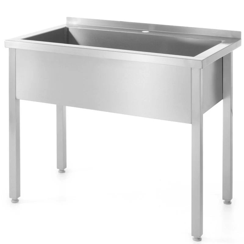 Spoelbak – Gootsteen – Wasbak – Keukenbak – Enkele Kuip – RVS AISI 304 – Geheeld Gelast – 80x70x85 cm – Verstelbare Pootjes