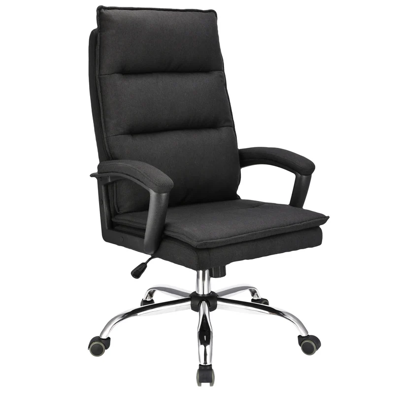 Bureaustoel – Kantoorstoel – Game Stoel – Office Chair – Gamestoel – Zwart Stof – Met Metalen Onderstel – Verstelbare Zithoogte