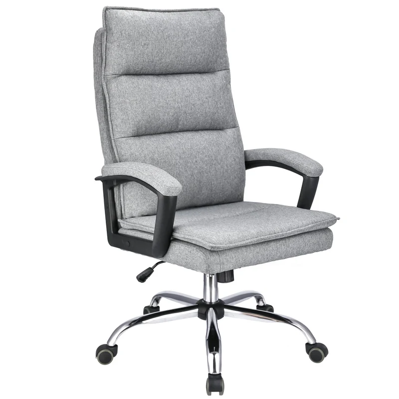 Bureaustoel – Kantoorstoel – Office Chair – Draaistoel – Bureau Stoel – Verstelbare Zithoogte 43-49 cm – Stalen Frame Met Chromen Afwerking - Lichtgrijs