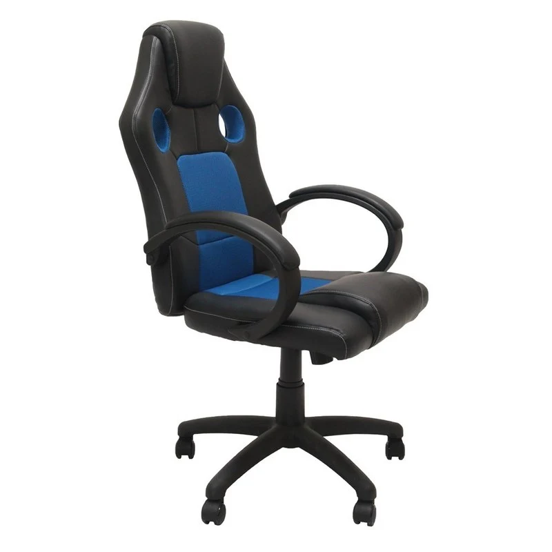 Draaistoel – Bureaustoel – Gamestoel – Kantoorstoel – Studiefauteuil – Ergonomisch Ontwerp – Blauw Zwart