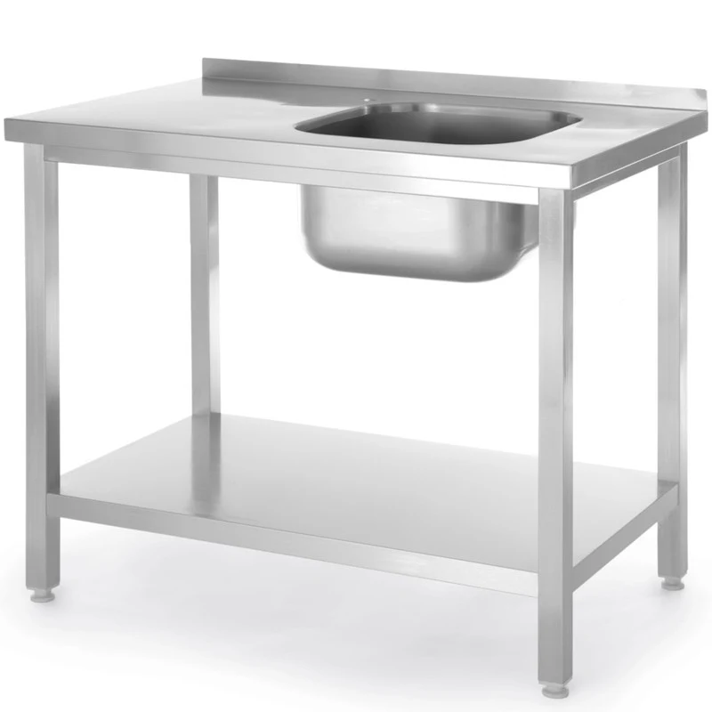 Keukenspoelbak – Spoelbak – Gootsteen – Werktafel – Wasbak – RVS AISI 430 – Spoelbak Rechts, 40x40x25 cm – Inclusief Legplank