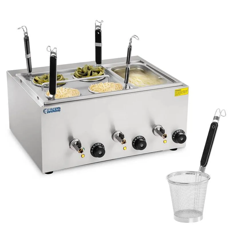 Pastakoker – Macaroni Koker – Dumpling Koker – Multikoker – Pasta Boiler – Roestvrij Staal – 3 Compartimenten Met Aftapkraan