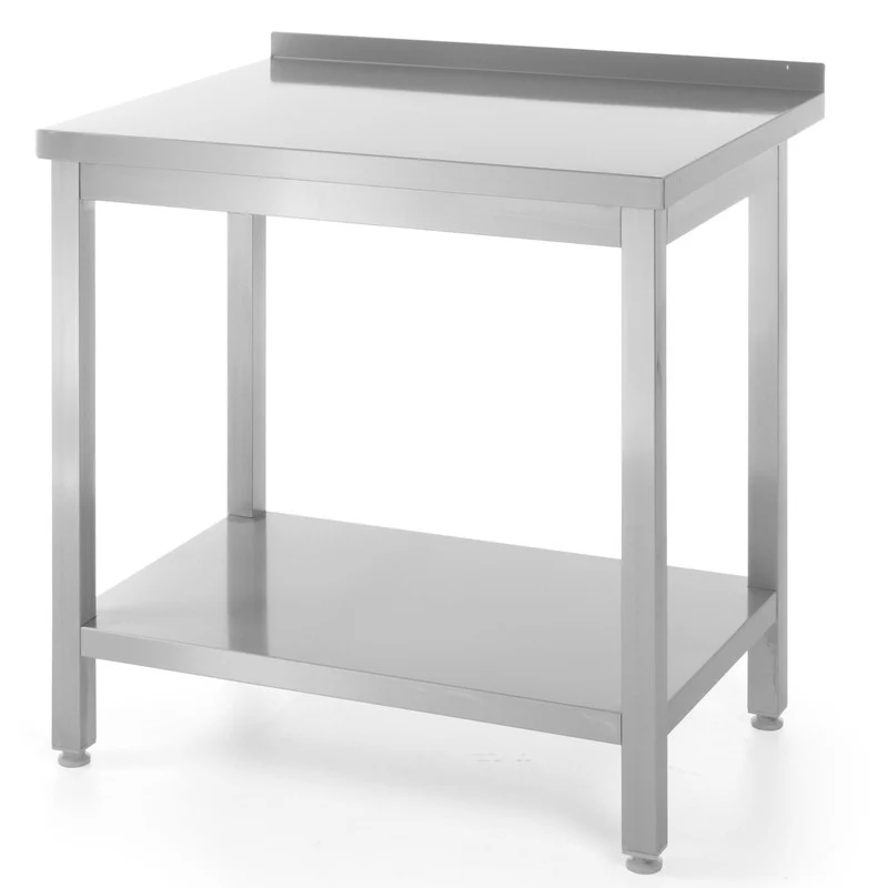 Werktafel – Keukenblad – Werkbank Met Opbergrek – RVS Werkblad – 120x60 cm – AISI 430 Roestvrij Staal – 40 mm Opstaande Rand
