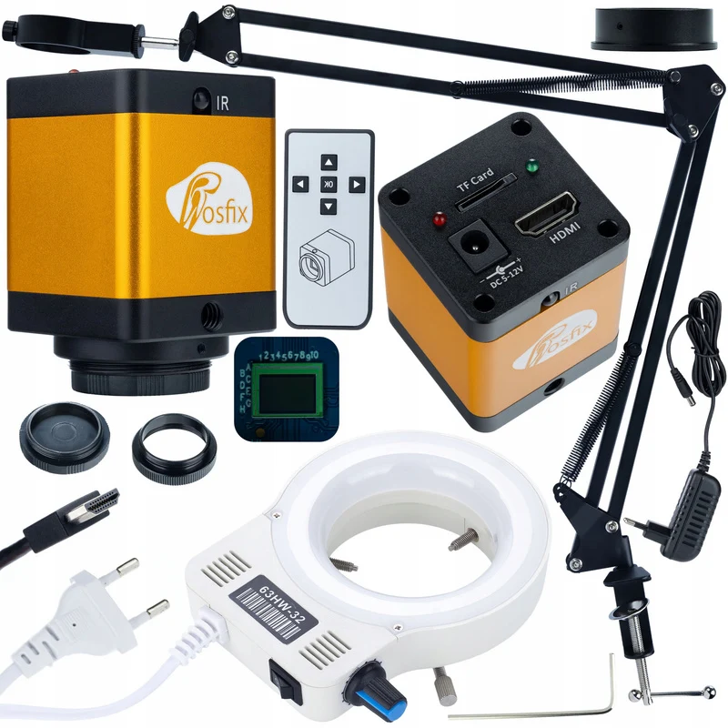 Digitale Microscoop – Digitale Microscooparm – Microscoopstandaard – Microscoopaccessoire – Microscoophouder – 12MP HDMI Camera – 32-LED Verlichting – Aluminium Regelbare Arm 50mm