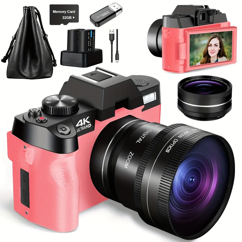 Compactcamera – Digitale Camera – Fototoestel – Vlogcamera – Compact Camera – 48MP Sensor – 4K Video – WiFi & App Bediening – Inclusief 32GB Kaart – Macro & Wide Lens – Geschikt Voor Beginners