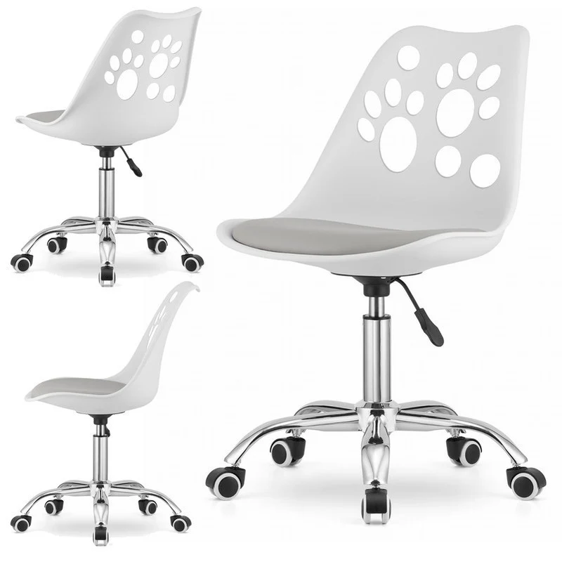 Draaifauteuil – Draaistoel – Bureaustoel – Werkstoel – Stoel Met Armleuningen – 360° Draaibaar – Verstelbare Zithoogte 45-60,5 cm – Polypropyleen Zitting Met Eco-Leren Kussen
