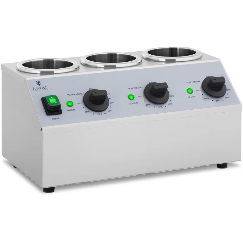 Flesverwarmer – Sausverwarmer – Warmhoudstation – Flessenverwarmer – Sauzenwarmer – 3x 1L capaciteit – Instelbare temperatuur 40-90°C – 550W vermogen – RVS behuizing