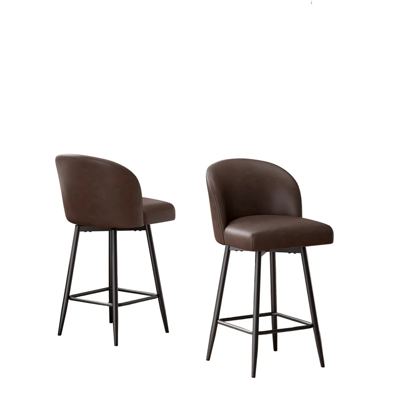 Barkrukken – Barkruk – Barstoel – Counter Stool – Keukenkruk – Set Van 2 – PU Leren Zitting Met Memory Foam – 360° Draaibaar Met Metalen Frame – Zithoogte 66 cm – Hoog Rugleuning