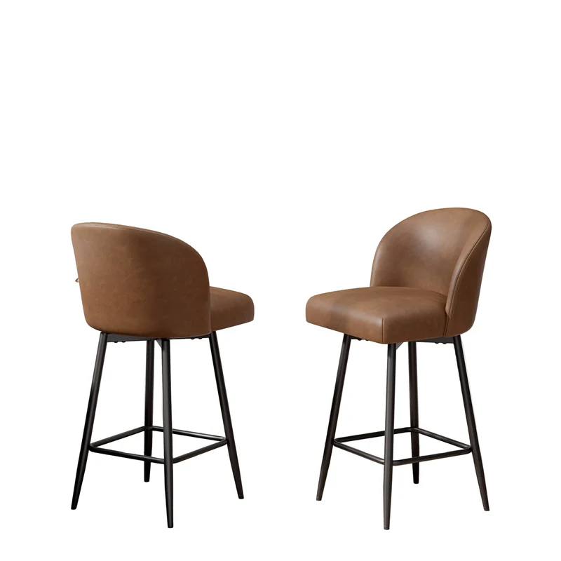 Barstoel – Barkruk – Barstoel Kruk – Barkrukken – Barstoelen – Set van 2 – Hoogte 66 cm – 360° Draaibaar – Kunstleren Bekleding – Metalen Frame