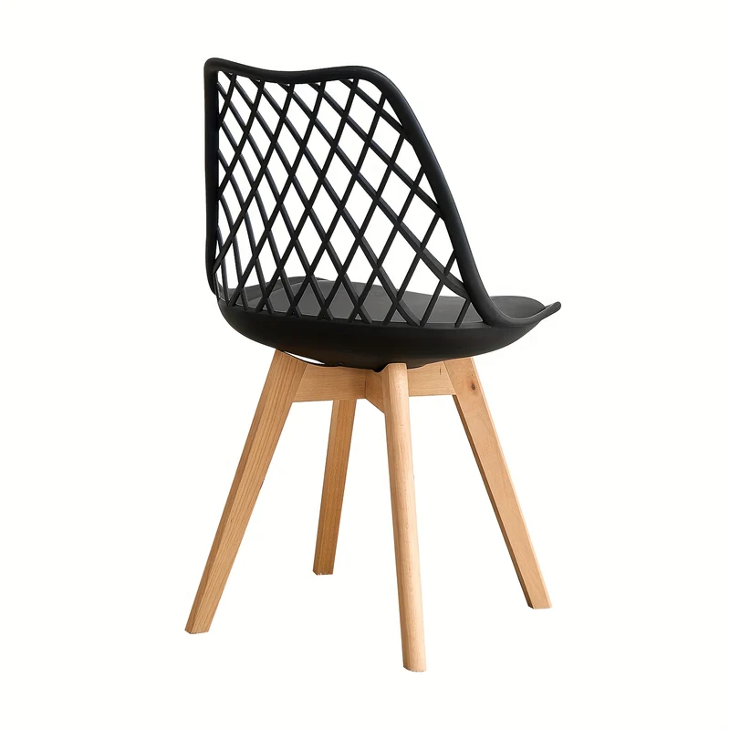 Eetkamerstoel – Stoel – Kuipstoel – Keukenstoel – Bureaustoel – Beukenhouten Poten – Ademend Mesh Rugleuning – PU Zitkussen Ergonomisch Tulip Design