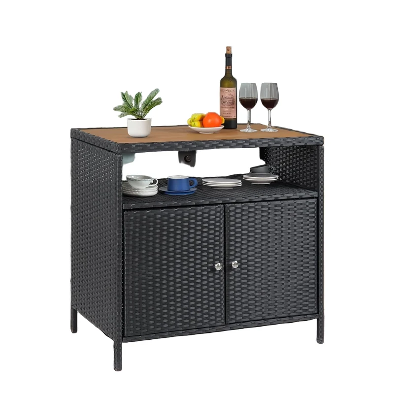 Buitenopberger – Tuinkast – Opbergkast – Opbergbox – Tuinberging – Zwart – Weerbestendig PE-Rattan – Stevig Gepoedercoat Stalen Frame