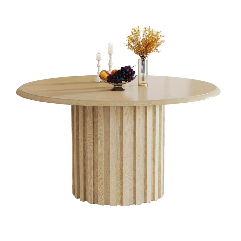 Ronde Eettafel – Eettafel Klein – Keukentafel – Tafel Rond – Eettafel 4 Personen – Natuurlijke Houtnerf – Compact 120 cm – Stevige Metalen Voet – Makkelijk Montaget