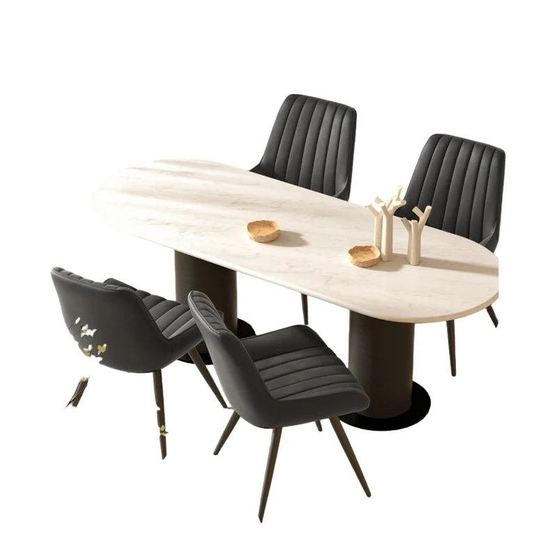 Eetkamerstoel – Stoel – Kuipstoel – Keukenstoel – Designstoel – Set van 4 – Ergonomisch Memory Foam – Metaal & Hout Frame – Zwart, Donkergrijs, Beige & Bruin