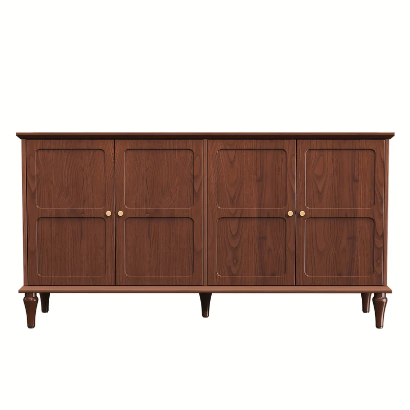 Dressoir – Sideboard – Buffetkast – Opbergkast – Kast – Mid-Century Modern – 4 Deuren & Wijnrek – Hoogwaardig Houtvezelplaat – Vrijstaand & Ruime Opbergruimte 3,2+ Kubieke Voet