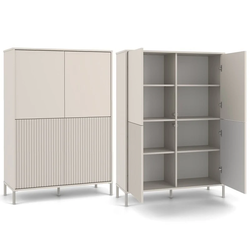 Kast – Opbergkast – Dressoir – Kastenmeubel – Slanke Kast 103,5 cm – Cashmere Kleur – TIP-ON Deuren – Handgreeploos Openen