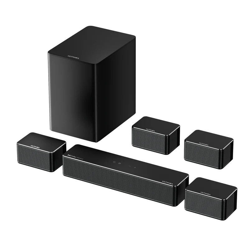 7.1 Surround Sound Systeem – Draadloze Subwoofer – Soundbar – Surround Geluidssysteem – Home Theater Audio – Dolby Atmos Technologie – 6,5 Inch Subwoofer Met 12 Instelbare Bassniveaus