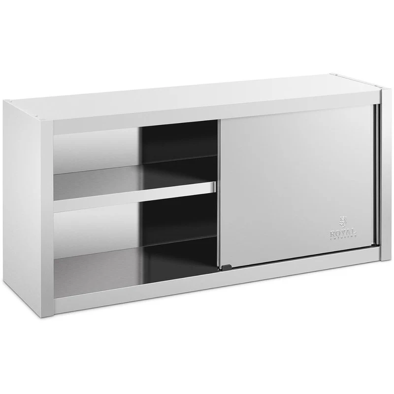 Roestvrijstalen Wandkastje – RVS Keukenkast – Wandrek – Opbergkast – Schuifdeuren – Ruimtebesparend – 120x45x60 cm – Max 60 kg Belastbaar