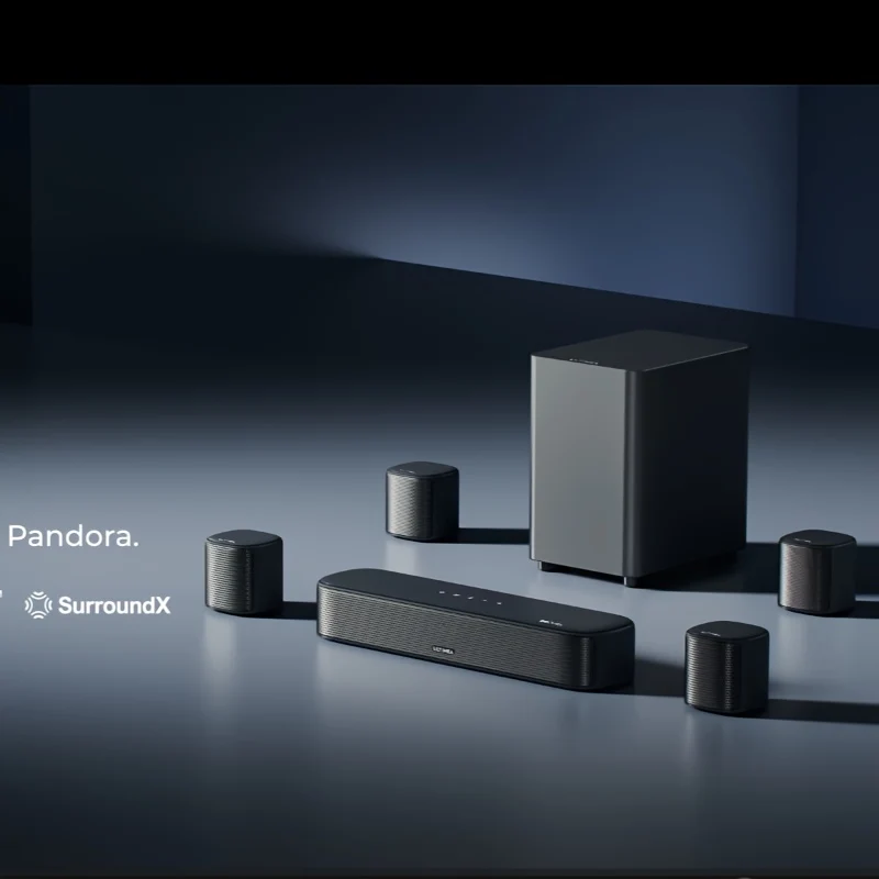 Soundbar – Home Theater Sound Systeem – TV Soundbar – Surround Sound Speakers – Atmos Setup – 7.1 Kanaals Dolby Atmos – Ingebouwde Subwoofer – App Bedienbaar – Zwart