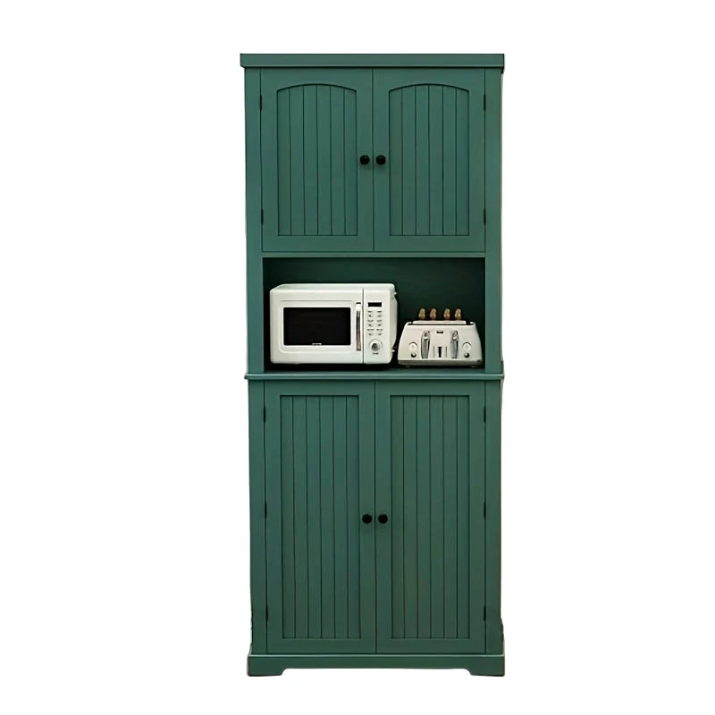 Buffetkast – Keukenkast – Opbergkast – Dressoir – Kasten – Hoog model – 7 Planken – Groen – Vezelplaat met hout