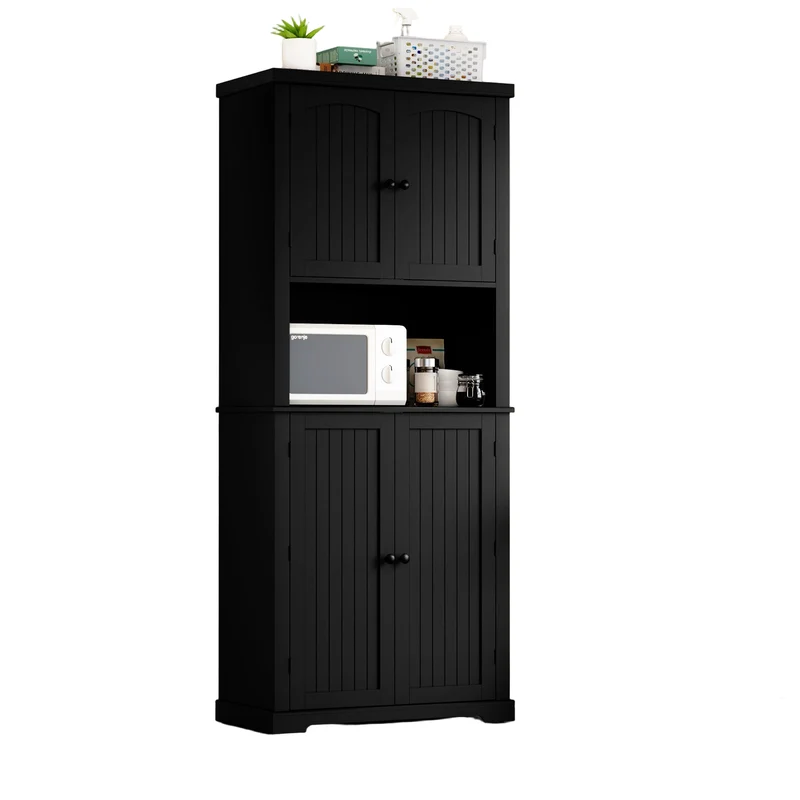 Keukenkast – Buffetkast – Opbergkast – Bovenkast – Apothekerskast – Multi-inzetbaar – 7 Planken – Hoogwaardig MDF – Werkblad
