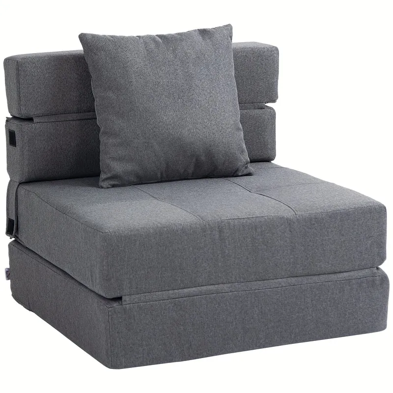 Slaapstoel – Slaapbank – Zetelbed – Logeerbed – Slaapfauteuil – Inklapbaar – Belastbaar Tot 100 kg – Donkergrijs