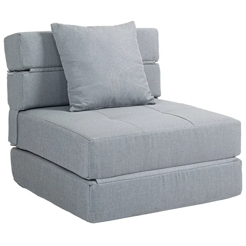 Slaapstoel – Slaapbank – Zetelbed – Logeerbed – Slaapfauteuil – 2-in-1 Opvouwbaar Design – Comfortabel Zacht Kussen – Lichtgrijs – Draagvermogen Tot 100 kg
