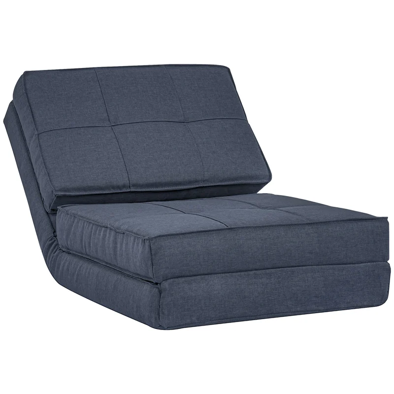 Vloerstoel – Vloerzetel – Loungestoel – Relaxstoel – Ligstoel – 5-Posities Verstelbare Rugleuning – Inclusief Compact Opvouwbaar Ontwerp – Donkerblauw