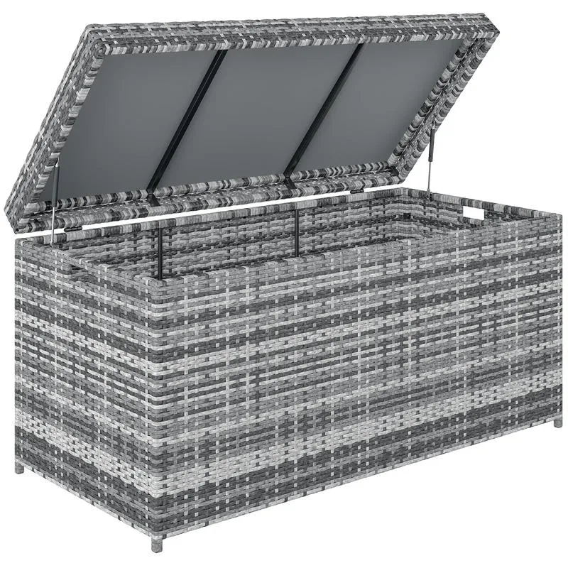 Opbergbox – Opbergmand – Opbergkist – Opbergdoos – Grote Rattan Opbergbox – 380L – UV-Bestendig – 130x61x65 cm – Donkergrijs