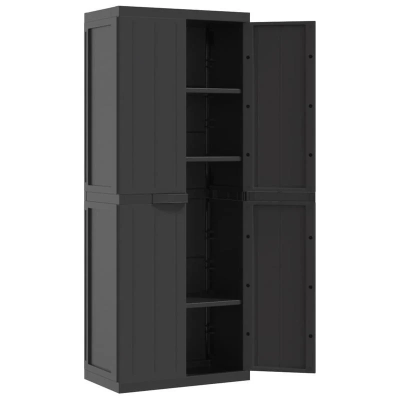 Tuinkast – Tuinschuur – Opbergkast – Tuinberging – Buitenbox – Duurzaam PP Materiaal – 65x37x165 cm – Met Slot en Planken
