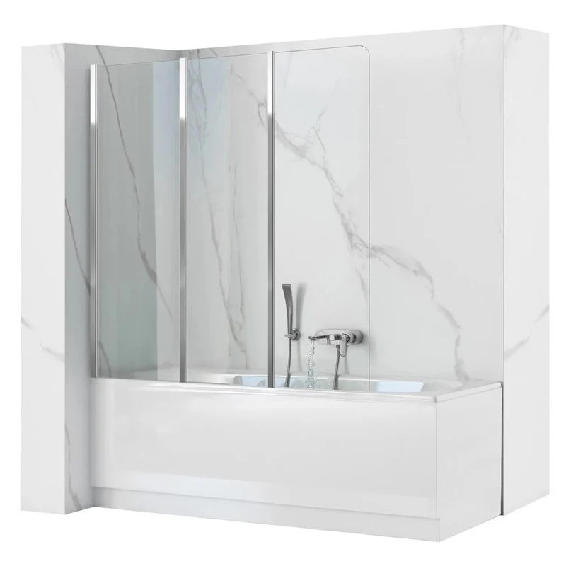 Badkuipzetwand – Badkuipscherm – Douchewand – Douchecabine – Badscherm – Inklapbaar Design – Helder Glas Met Aluminium Profielen