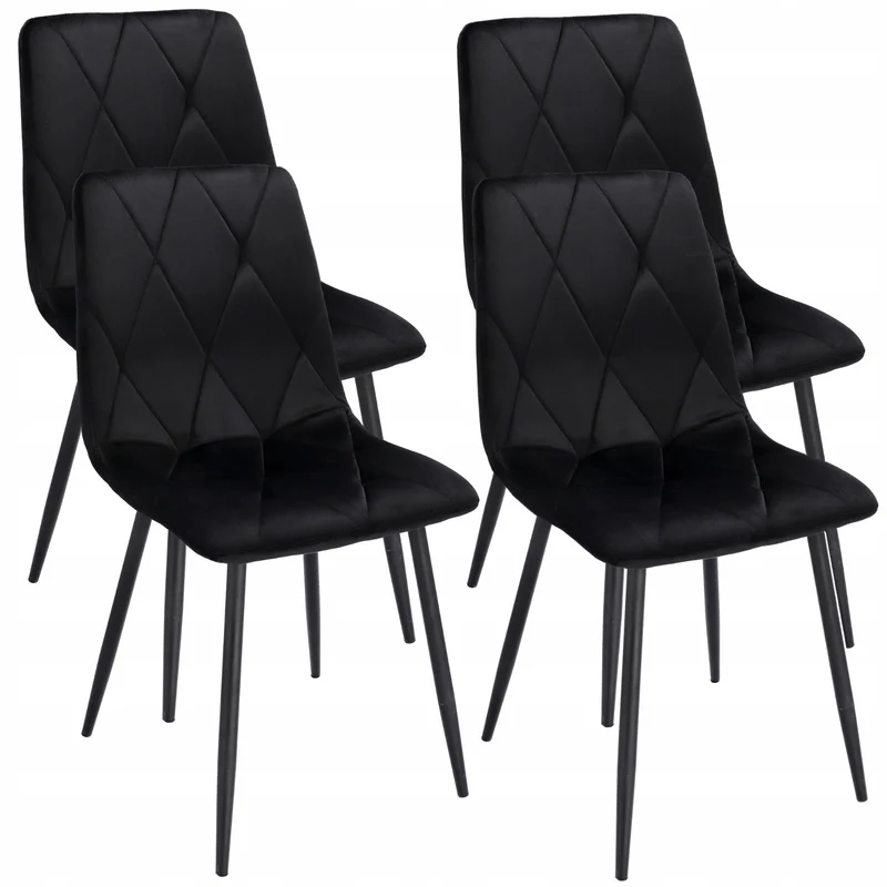 Fauteuil – Stoel – Zetel – Lounge Chair – Armstoel – Gestoffeerd Velours – Met Ruitstiksels – Zwarte Metalen Poten – Max 130 kg