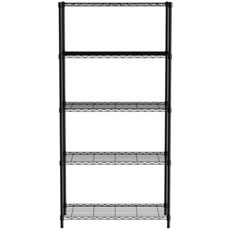 5-laags Opbergrek – Opbergkast – Stellingkast – Opslagrek – Opbergplank – Verstelbare Planken – Maximaal 80 kg Draagkracht – Chroomstaal Zwart 91x45x183 cm