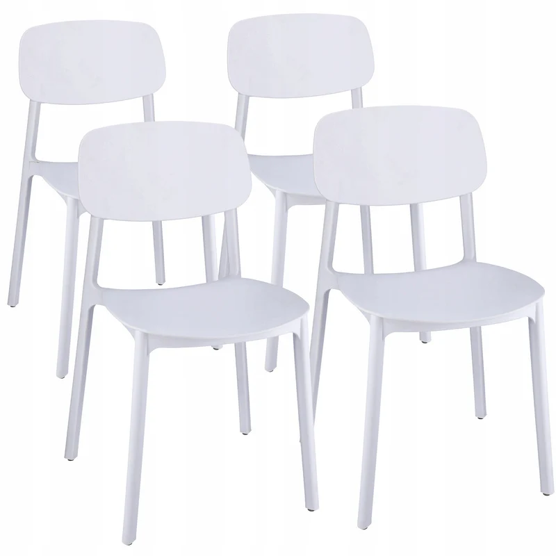 Eetkamerstoel – Kuipstoel – Stoel – Zithoekstoel – Designstoel – Set van 4 – Duurzaam polypropyleen – Weerbestendig wit