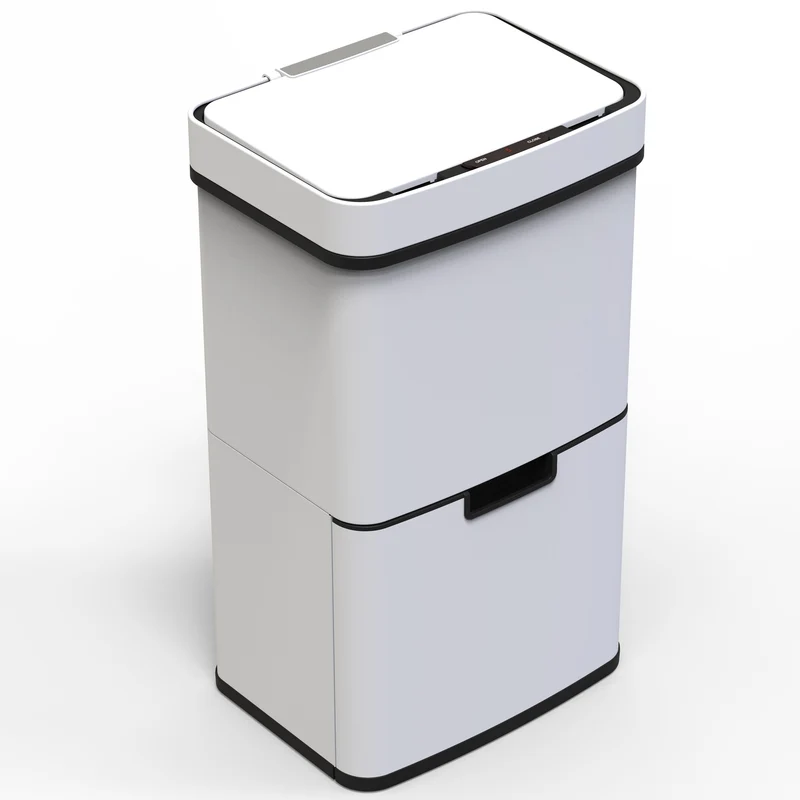 Automatische Afvalbak – Prullenbak – Vuilnisbak – Afvalcontainer – Afvalscheider – 75 Liter Inhoud – Contactloos Openen Met Infrarood Sensor – Stil Sluitend Met Geurbestrijding – Roestvrij Stalen Wit Mat